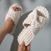 Suministro Directo de Fábrica Pantuflas de Algodón para el Hogar para Mujer Pantuflas Cruzadas de Felpa Zapatos de Tela Soporte para Pedidos Pequeños con Etiquetado y Dropshipping
