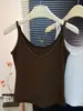 Camisola Chaleco de Dos Usos con Cuello en U para Mujer para Verano y Principios de Otoño, Top Versátil de Capa Base de Gama Alta, Elegante Top de Algodón Acanalado