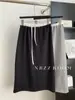 Primavera/Verão 2026 45% Algodão Cós Color Block Cordão Elástico Cintura Alta Casual Reta Saia Saia Moletom Air Layer Tendência