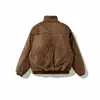 Yidao Roupas Vintage 2026 Inverno Novo Japonês Retrô Desconstruído Gola Alta Curta Camurça de Veado Acolchoada Jaqueta de Trabalho Masculina