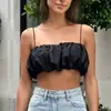 Camisola de vacaciones en la playa FCB, para mujer, verano, inspirada en la dopamina, voluminosa, vaporosa, de satén y estilo ultracorto