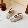 Sandalias para Niñas 2025 Verano Nuevas Tejidas Elegantes Suela Suave Punta Cerrada Sandalias Moda para Niñas de Secundaria Calzado Versátil de Moda para Niñas