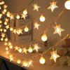 Luzes de Corda Solares para Exterior Decoração de Barraca de Camping Atmosfera Luzes de Bola Estrela com Luzes Coloridas LED para Jardim Luzes Noturnas