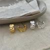 Chapado en Cobre con Oro Real Plata S925 Aguja Estilo Metálico Pendientes Ovalados en Forma de C Estilo Sencillo para el Trabajo Pendientes de Botón de Alta Gama