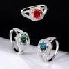 Anillo de Lujo Cuadrado de Plata S925 Transfronterizo con Moissanita de Color para Mujer Plata Esterlina Platino Simulación de Diamante Diamante Venta al por Mayor