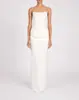 Vestido de noite longo tomara-que-caia estilo europeu e americano para mulheres, com cintura plissada, caimento justo, bodycon, fenda nas costas, adequado para banquetes e festas, atacado