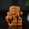 Escultura em Madeira de Tuia Cinco Vias Deus da Riqueza Decoração de Casa Madeira Maciça Fontes Financeiras Guangjin Sala de Estar Mesa Artesanato Criativo Madeira de Carro