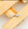 Brincos pequenos de estilo coreano, ultrabrilhantes, com espiral de cristal de bola dupla, brincos de tarraxa requintados com diamantes, estilo coreano moderno.