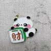 Panda de la Fortuna de Dibujos Animados Joyería DIY Estilo Chino Aleación Esmalte Colgante Llavero Accesorio de Collar