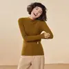 25 Otoño e Invierno Primera Línea Cuello Alto Medio Suéter de Cachemira para Mujer Suave Ceroso Sin Costuras Suéter de Cachemira Color Puro Camiseta de Punto para Base