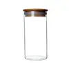 Botella de Almacenamiento de Cocina de Alto Borosilicato, Recipiente para Té con Tapa de Bambú, Frasco de Vidrio para Almacenamiento de Granos y Bocadillos, Frasco Transparente Sellado para Porcionar
