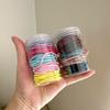 100 Ligas de Goma de Alta Elasticidad Embotelladas Liga para el Cabello Cubeta Liga para el Cabello Simple Color Caramelo Negro
