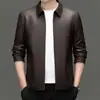 Novo Produto 2025 Jaqueta de Couro Masculina Primavera e Outono Jaqueta Masculina Gola Alta Solta Casual Jaqueta de Couro Jaqueta Masculina Tendência