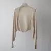 Chaleco Blanco de Protección Solar Tencel Seda de Hielo Cárdigan de Punto para Mujer Verano Fino Chal Exterior Blusa Top Chaqueta Corta