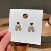 Pendientes Elegantes de Lujo Ligero Nicho Estilo Francés Retro Coreano con Lazo de Perlas para Verano