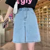 Shorts de Mezclilla de Cinco Puntos para Mujer Verano Talla Grande para Chicas Gorditas Pierna Ancha Suelta Pantalones de Montar Rectos Retro de Cintura Alta Adelgazantes