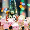 KZ143 Comercio Exterior Muñeco de Nieve Navideño Hombre de Jengibre Copo de Nieve Rosa Casa 3D Set de Cuerda de Yute Caja de Dulces de Regalo