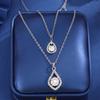 Collar de Cadena para Clavícula de Doble Capa con Zirconia Microincrustada en Forma de Gota de Agua Dongdaemun New Moda para Mujer Estilo Lujo Ligero Elegante Venta al por Mayor