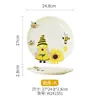 Venta al por mayor de Comercio Exterior Cerámica Abeja, Gnomo, Girasol Serie de Relieve Juego de Vajilla, Tazones, Platos, Platos para Mantequilla, Exclusivamente para Ventas Transfronterizas