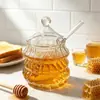 Tarro de Miel Transparente Creativo Gran Capacidad Almacenamiento Diario de Miel para el Hogar Tarro de Miel de Vidrio Borosilicato con Varilla para Remover