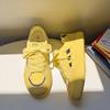 Pall Ar Quente Meninas Moda Cabeça Redonda 2024 Outono Doce Cool Sapatos Casuais Combinação de Cores Cadarço Pequenos Sapatos de Plataforma Femininos