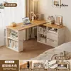 Mesa de canto em madeira maciça para uso doméstico, escrivaninha de estudo e escrita com estante, mesa integrada, penteadeira de quarto, mesa de computador em L ao lado da cama