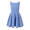 Vestido Camisola de Punto Jacquard Azul Estilo Francés Línea A Ajustado de Verano 2026