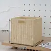 Caixa de Armazenamento Estilo Japonês, Cesta de Armazenamento para Sala de Estar e Quarto, Cesta de Armazenamento de Palha e Rattan Sintéticos, Cesta de Armazenamento para Armário de Casa