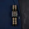Novo relógio de pulso masculino quadrado para negócios transfronteiriço, quartzo atacado, relógio versátil, pulseira de aço clássica