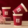 Tazón de Papel Desechable para Boda Tazón de Boda Engrosado Banquete de Boda Vajilla Redonda para Boda Suministros de Boda Juego Completo de Vasos de Papel