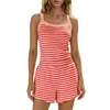 Conjunto de dos piezas de verano 2026 a rayas con tirantes y shorts, transfronterizo europeo y americano para mujer, ropa casual para el hogar, adecuado para usar al aire libre, estilo vacacional
