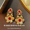 Pendientes Vintage, Pendientes de Piedras Preciosas Estilo Corte Retro Nicho Occidentales, Pendientes Artesanales de Lujo Ligero Antiguos