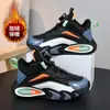 Zapatos de invierno para niños, forro de felpa de algodón de doble capa, cálidos, hebilla giratoria, zapatillas deportivas para niños, zapatillas de baloncesto para niños medianos y grandes, zapatos de algodón para niños