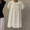 Wgwe9781 Guangzhou Shisanxing Moda Feminina 2026 Novo Estilo Coreano Gola Boneca Solto Versátil Vestido de Manga Curta Verão