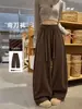 Pantalones de pierna ancha para mujer, color café marrón, pierna curva, 2026, nuevo otoño, holgados, estilo perezoso, petite, talla grande, deportivos, pierna ancha, casual, pants deportivos