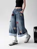 Shorts de Mezclilla Bordados Vintage Estilo Americano para Mujer, Novedad Verano 2026 Retro Holgados Adelgazantes de Pierna Ancha