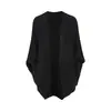 Elegante cardigã de tricô com mangas morcego para outono e inverno, casaco suéter de outer wear, xale com um clima descontraído e atmosférico, blusa de caimento solto
