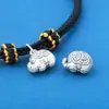 Nuevo Colgante de Cuentas de Elefante Auspicioso Ruyi Retro de Doble Cara de Plata Pura S999 Material de Accesorios de Cuerda Hecho a Mano para Bricolaje
