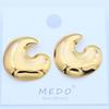 Pendientes Europeos y Americanos con Forma de C, Sencillos Elegantes, Pendientes Brillantes Asimétricos, Calidad de Oro Real Pendientes de Moda Transfronterizos para Mujeres