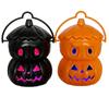 Lámpara de muñeca de calabaza de Halloween, linterna de juguete para niños, calabaza portátil de doble capa, lámpara de cara sonriente naranja y negra