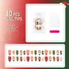 30 peças de popular amêndoa de Natal 3D, unhas postiças de árvore de Natal requintadas com lindos laços