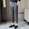 Pantalones de traje cortos rectos holgados de estilo coreano para hombre, nuevos para el verano, casuales, ajustados, cónicos y sin arrugas