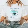 Moda Femenina de Comercio Exterior Transfronterizo Europeo y Americano Urbana Camiseta de Manga Corta Impresa con Cuello Redondo Tops