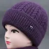 Nuevos Sombreros de Invierno para Mujeres de Mediana Edad y Mayores, Sombrero de Lana Cálido con Felpa para Abuela Señora Mayor, Sombrero de Punto Anti-Frío para Mamá
