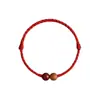 Pulsera de Hilo Rojo con Cuentas de la Suerte de Madera de Durazno y Cinabrio para Hombres, Mujeres, Niños y Bebés; Pulsera tejida de buena suerte para el año de nacimiento, protegiendo y garantizando la seguridad