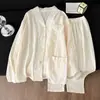 Pijama para Mujer, Estilo Nuevo Primavera y Otoño 6535 Cardigan de Algodón, Manga Larga, Dulce y Elegante Conjunto Casual para el Hogar