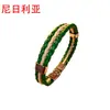 Pulseira de Couro com Cores da Bandeira Nacional Tecidas Pulseira de Couro Imitação PU Pulseira de País da Copa do Mundo