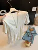 Camiseta de punto de manga media Zhengqi Special Apparel/Alta calidad popular estilo old money con estampado de árbol para mujer, otoño, estilo delgado ajustado