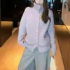 Cardigan de Punto de Botones Sencillos para Mujer, Moda Casual Estilo Académico, Color Sólido, Cuello Chal, Abrigo Suéter - Nuevo Otoño 2026