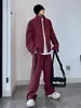 Traje Deportivo de Empalme Uamtor Coreano para Hombre Otoño Chaqueta Impermeable con Cuello Alto Pantalones Rectos Conjunto de Dos Piezas